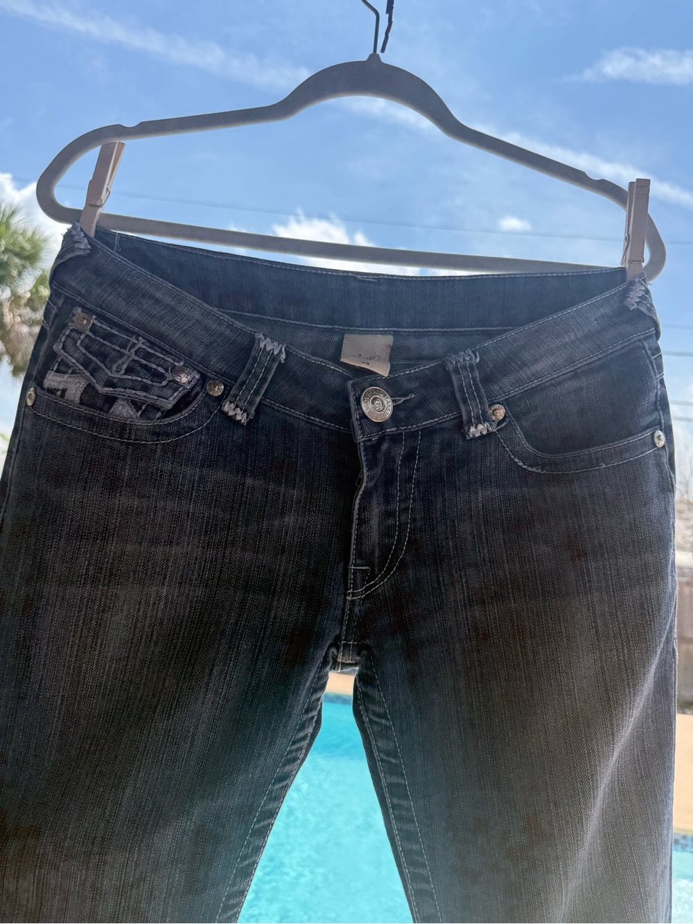 True Religion Joey Super T Low Rise Straight Blue Jeans